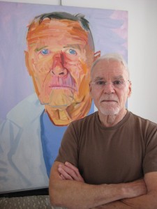Don Bachardy with one of his isherwood portraits. picture credit: Philip Gambone