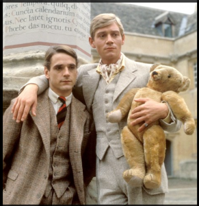 Jeremy Irons as Charles Ryder and Anthony Andrews as Sebastian Flyte in the 1981 BBC adaptation of Brideshead Revisited.