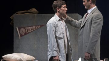 Timothy Laughlin (Aaron Blake) and Hawkins Fuller (Joseph Lattanzi) in a scene from Cincinnati Opera’s world premiere production of Gregory Spears and Greg Pierce’s Fellow Travelers. Photo by Philip Groshong.